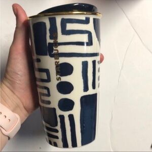 Starbucks Blue and White Ceramic Art Mug
